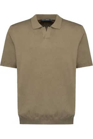 PEOPLE OF SHIBUYA Tops, Heren, Groen, M, Katoen, V-hals Polo Shirt Katoen/Kasjmier Mix