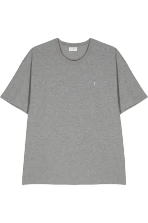Saint Laurent Tops, Heren, Grijs, S, Katoen, Cassandre T-Shirt