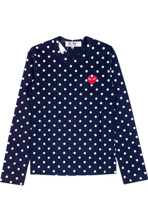 Comme des Garçons Tops, Dames, Blauw, M, Katoen, Blauw Polka Dot Longsleeve T-shirt