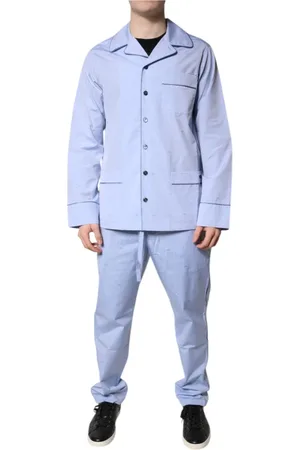 Dolce & Gabbana Nachtkleding & Lounge, Heren, Blauw, XL, Katoen, Lichtblauw DG-logo Katoenen Pyjamaset