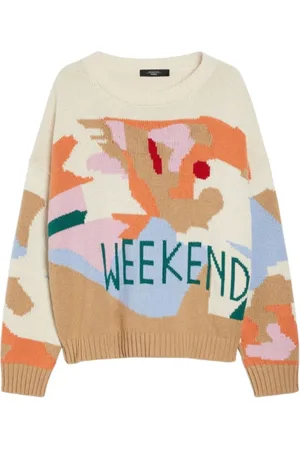 Max Mara Truien, Dames, Veelkleurig, S, Katoen, Fabian Katoenen Trui Oranje Intarsia