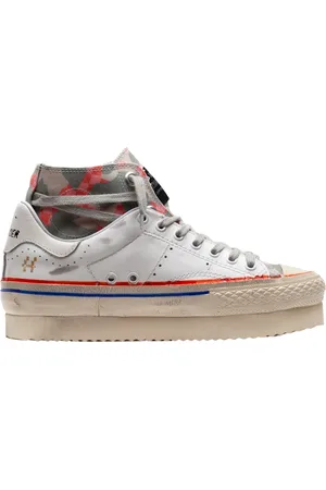 Hidnander Schoenen, Dames, Veelkleurig, 35 EU, Leer, Starless High Platform Wit/Groen Camo Aardbei