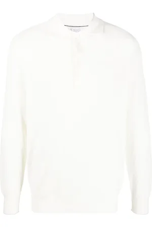 Brunello Cucinelli Tops, Heren, Wit, L, Katoen, Witte Katoenen Gebreide Jas