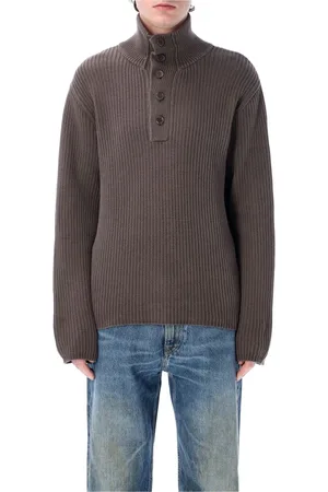 OUR LEGACY Truien, Heren, Bruin, L, Katoen, Bruin Gebreide Polo Sweater