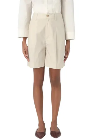 Woolrich Korte broeken, Dames, , W28, Katoen, Hoge taille poplin shorts met knopen