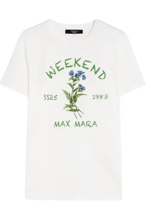 Max Mara Tops, Dames, Wit, S, Katoen, Witte Bloemen T-Shirt Teiera