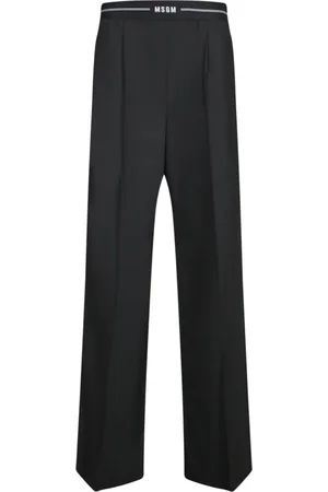 Msgm Broeken, Dames, Zwart, M, Wol, Zwarte wollen blend broek