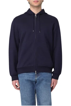 Brunello Cucinelli Sweatshirts & Hoodies, Heren, Blauw, L, Katoen, Grijze Zip Up Hoodie Sweatshirt