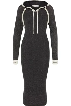 Liu Jo Kleedjes, Dames, Zwart, L, Zwarte Lurex Lange Jurk