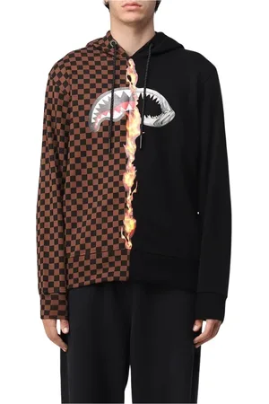 Sprayground Sweatshirts & Hoodies, Heren, Bruin, S, Katoen, Bruine Shark Attack Split Hoodie