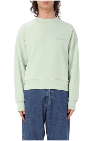 Garment Workshop Sweatshirts & Hoodies, Heren, Groen, L, Groene Gebreide Crewneck Sweater