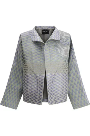 Giorgio Armani Jassen, Dames, Grijs, S, Hennep, Elegante Hennepjas met Franse Kraag