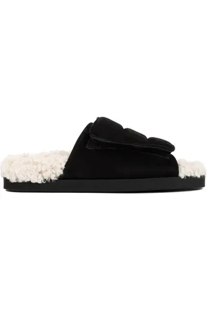 Gia Borghini Schoenen, Dames, Zwart, 36 EU, Suède, Zwarte Sandalen met Nep Shearling Voering