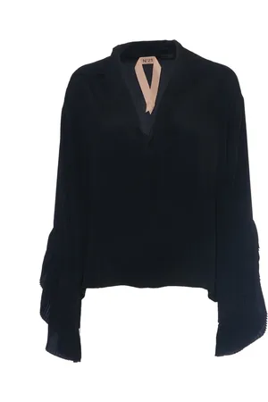Nº21 Blouses & Shirts, Dames, Zwart, M, Klassieke Zwarte Blouse voor Vrouwen