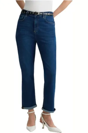 Liu Jo Jeans, Dames, Blauw, W30, Katoen, Hoge taille cropped rechte jeans