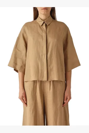 Max Mara Blouses & Shirts, Dames, Bruin, M, Linnen, Beige Linnen Mirano Shirt