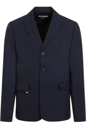 Jacquemus Jassen, Heren, Blauw, L, Katoen, Navy Blauwe Jas Elegante Stijl