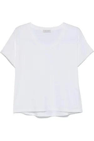 LE TRICOT PERUGIA Tops, Dames, Wit, M, Linnen, Witte Sequined Trim V-Hals T-Shirt