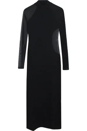 Y-3 Kleedjes, Dames, Zwart, S, Zwarte Gebreide Jurk met Coltrui