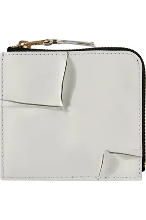 Comme des Garçons Accessoires, unisex, Wit, ONE Size, Leer, Witte leren portemonnee met gouden rits