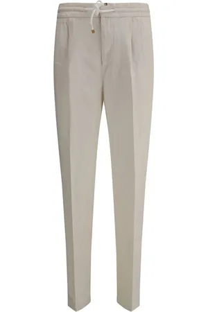 Brunello Cucinelli Broeken, Heren, , M, Linnen, Linnen trekkoord broek