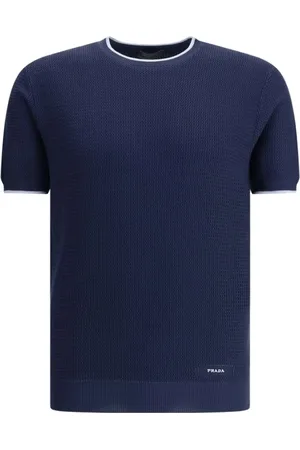 Prada Truien, Heren, Blauw, S, Korte Mouw Sweater Moderne Stijl