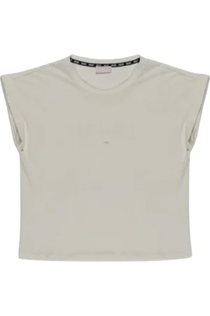 Liu Jo Tops, Dames, Wit, S, Katoen, Basis Ronde Hals T-Shirt