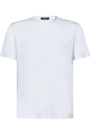 HERNO Tops, Heren, Wit, M, Katoen, Wit Crew-neck T-shirt met Logo Plaat