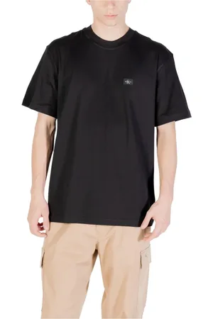 Calvin Klein Tops, Heren, Zwart, XL, Katoen, Zwarte Katoenen T-Shirt Ronde Hals