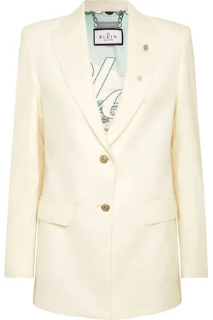 Philipp Plein Jassen, Dames, Geel, M, Stijlvolle Blazer met Uniek Ontwerp
