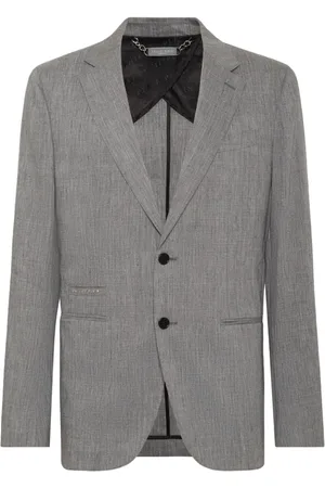 Philipp Plein Jassen, Heren, Grijs, 2Xl, Stijlvolle Blazer met Uniek Ontwerp