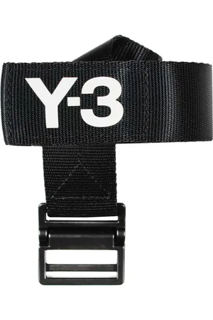 Y-3 Accessoires, unisex, Zwart, L, Polyester, Zwart Logo Stoffen Riem Metalen Gesp