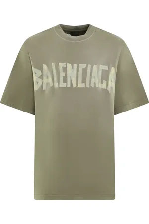 Balenciaga Tops, Heren, Groen, M, Heren Medium Fit Stijlvol Shirt