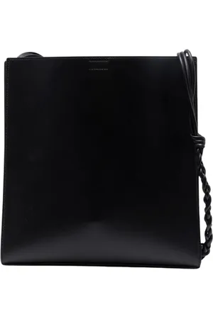 Jil Sander Tassen, Heren, Zwart, ONE Size, Leer, Zwarte Schoudertas Minimalistisch Ontwerp