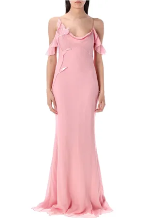 Self-Portrait Kleedjes, Dames, Roze, M, Roze Bloemen Maxi Jurk Elegante Gelegenheden