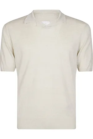 ELEVENTY Truien, Heren, , L, Linnen, Linnen Bowling Kraag Polo Shirt