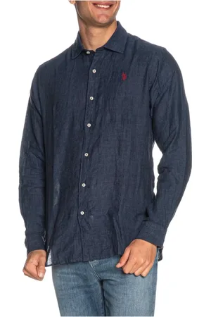 U.S. Polo Assn. Overhemden, Heren, Blauw, 3Xl, Linnen, Blauwe Chambray Klassieke Overhemd