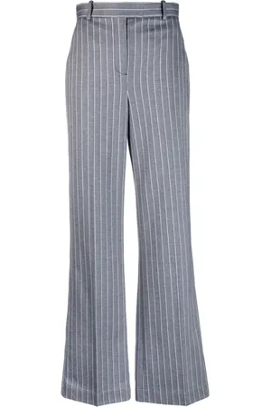 Circolo Broeken, Dames, Blauw, L, Katoen, Blauwe Pinstripe Flared Broek