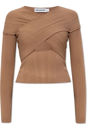 Self-Portrait Tops, Dames, , M, Polyester, Geribbelde top met lange mouwen