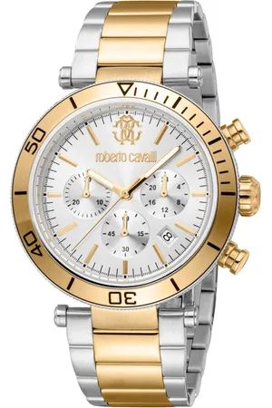 Roberto Cavalli Accessoires, Heren, Geel, ONE Size, Heren Chronograaf Quartz Horloge met Datum