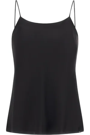 HERNO Tops, Dames, Zwart, L, Satijn, Zwart Crêpe Satin Camisole Topwear