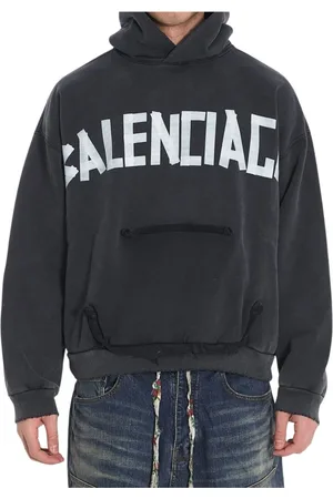 Balenciaga Sweatshirts & Hoodies, Heren, Zwart, L, Zwarte klassieke hoodie met gescheurde details