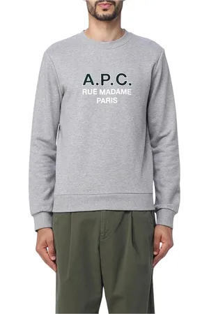 A.P.C. Sweatshirts & Hoodies, Heren, Grijs, L, Katoen, Grijze Crew Neck Sweatshirt Minimalistische Stijl
