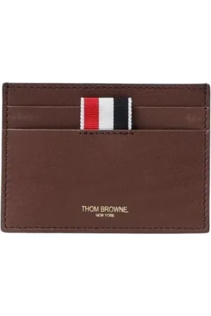 Thom Browne Accessoires, Heren, Bruin, ONE Size, Leer, Klassieke Leren Kaarthouder Portemonnee