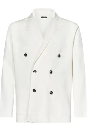 Kiton Jassen, Heren, Wit, L, Katoen, Witte Double-Breasted Blazer Buitenkleding