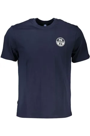 North Sails Tops, Heren, Blauw, S, Katoen, Blauw Katoen Print Logo T-Shirt