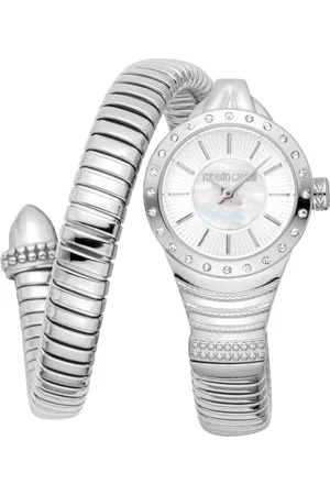 Roberto Cavalli Accessoires, Dames, Grijs, ONE Size, Elegante Roestvrijstalen Analoge Quartz Horloge