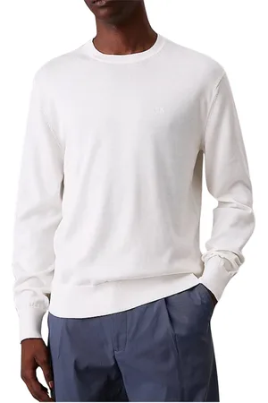 Calvin Klein Tops, Heren, Wit, S, Supima Cotton Crewneck Sweater