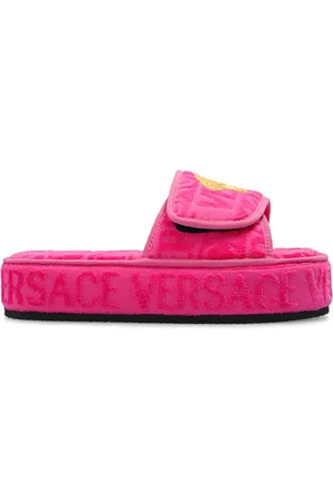 VERSACE Schoenen, Dames, Roze, 39 EU, Katoen, Platform slides