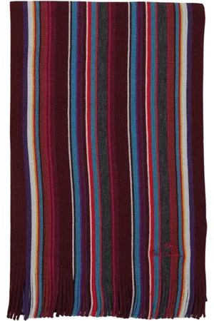 Paul Smith Accessoires, Heren, Veelkleurig, ONE Size, Wol, Blauwe Gestreepte Wollen Sjaal met Franje